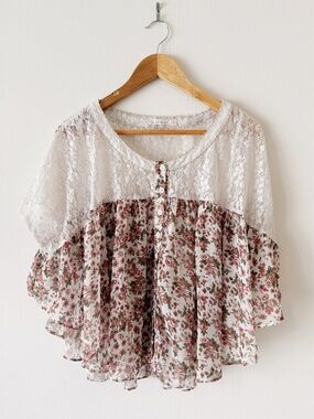 lace and chiffon floral babydoll top